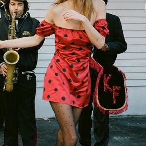 Red Polka Dot Off-Shoulder Dress